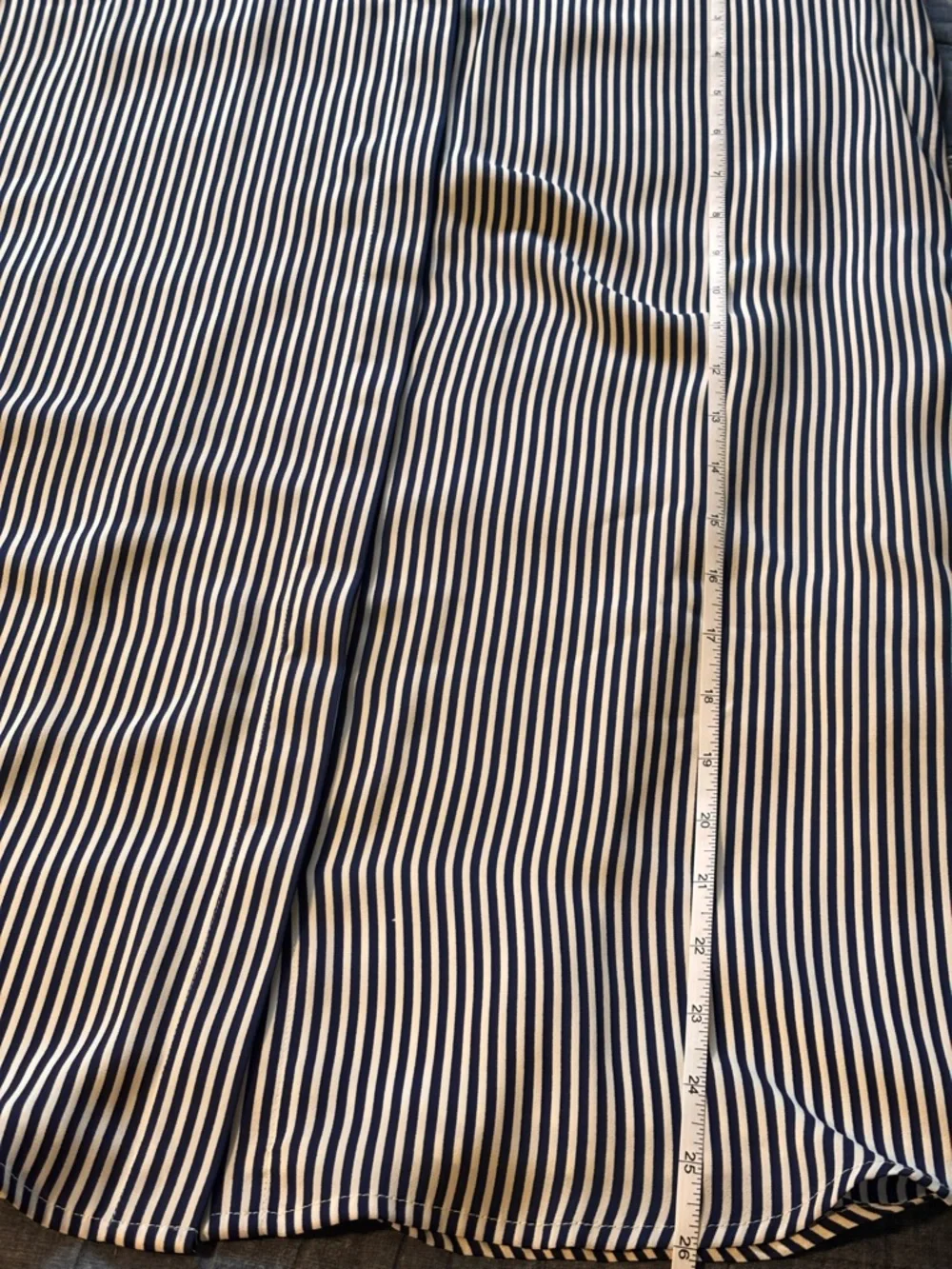 🌸 LOFT Navy and White Vertical Stripe Button-Down Shirt Dress Size Small Petite